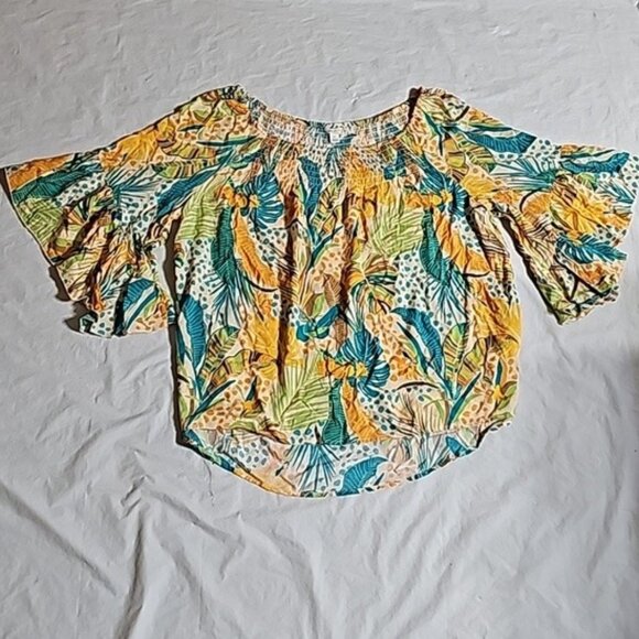 CATO Women's XL Multicolor Patterned Pullover Smock Detail Top w/Wide Sleeves - Picture 2 of 14